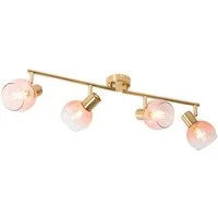 Qazqa LED Aufbaustrahler Vidro, ohne Leuchtmittel, Warmweiß, QAZQA Aufbau­spot, e14, Rosa, Stahl, Art Deco