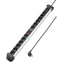 Sygonix Sygonix SY-4538268 Steckdosenleiste mit Schalter 12fach Schwarz, Silbe Steckdosenleiste (Kabellänge 1.40 m)