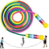 AFKSMILE Springseil Springseil Lang, Springseil Kinder, 5M Seilspringen für Mehrspieler, Gruppen Seil mit Holzgriff für Kinder und Erwachsene, Schule, Sport
