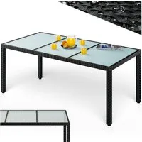 Casaria Gartentisch, Wetterfest 190x90cm Polyrattan Höhenverstellbar 5mm Sicherheitsglas
