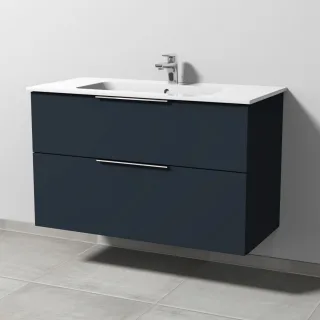 Sanipa 3way Waschtischunterbau zu Duravit ME by Starck Waschtisch mit 2 Auszügen, Marine-Matt UP7261R