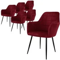 ML-DESIGN Stuhl Esszimmerstuhl ergonomisch & gepolstert, Esstischstuhl mit Rückenlehne (6 St), Wohnzimmerstuhl Rot Samtbezug Küchenstuhl Polsterstuhl