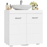 Homfa Waschbeckenunterschrank Unterschrank Badezimmerschrank mit 2 Türen, weiß, 60x31x60cm