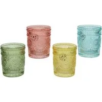 Decoris season decorations Gläser-Set, Trinkgläser aus Glas mit Ornament Muster 10cm bunt 300ml 4er Set