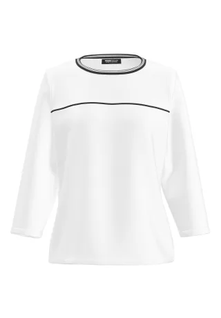 FRANK WALDER - Blusenshirt ELEMENTS mit Strickbündchen ecru/schwarz - Gr. - 40