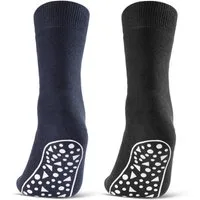 sockenkauf24 ABS-Socken 2, 4 oder 6 Paar Damen & Herren Anti Rutsch Socken Baumwolle (Schwarz, Blau, Grau, 2-Paar, 35-38) Stoppersocken Noppensocken - 21395 WP