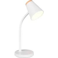 Reality Leuchten LED Tischleuchte PONGO, LED Tischleuchte m. Kippschalter, 4,5W 500 Lumen 3000K warmweiß, Ein-/Ausschalter, LED fest integriert, Warmweiß, flexibel verstellbare Leselampe, Schreibtischlampe Höhe 36cm