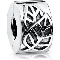 Materia Bead Stopper Clip Blatt Design antik 90, 925 Sterling Silber, geschwärzt