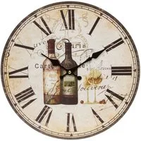 Myflair Möbel & Accessoires Wanduhr Wanduhr VINO creme weiß Weinflaschen shabby chic D34cm Uhr im Landhaus