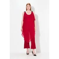 Ulla Popken Schlupfhose Jumpsuit doppellagig Glitzer-Doppelträger ärmellos
