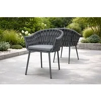 Destiny Gartensessel MOLINO 2er Set, 61 x 62 x 82 cm, Rope + Aluminium, anthrazit meliert, inkl. Polster