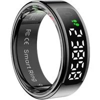 Athlix Fitness-Tracker Smart Ring mit Bildschirm und Touch Fitness Tracker Gesundheitsmanager, Wasserdicht, Touch- & Gesten-Design, aus Edelstahl