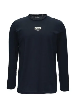 s.Oliver Red Label - Logo-Shirt mit Rollkante blau - Gr. - S