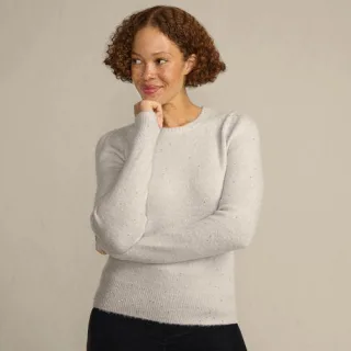 Pullover mit Pailletten für Damen in Petite-Größe, Damen, size: petite, Elfenbein, Polyacryl/Polyester-Mischung, by Lands' End