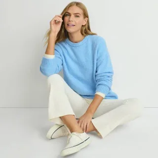 Bouclé-Pullover, Damen,  Blau, Polyester-Mischung, by Lands' End