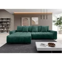 Muffo Ecksofa PIANO, elegante vertikale Nähte, Bettzeugablage, Schlaffunktion 234x137, Lose Rückenkissen