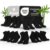 MEDOLY Komfortsocken Bambus Quarter-Socken gegen Schweißfüße, mit 72% Viskose (9 Paar) aus Bambus-Zellstoff