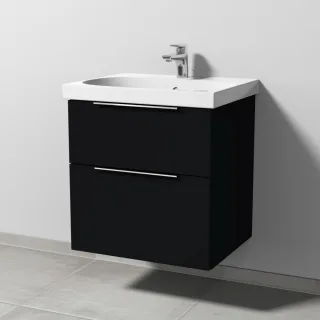 Sanipa 3way Waschtischunterbau zu Geberit Acanto Waschtisch mit 2 Auszügen, Schwarz-Matt UF41508