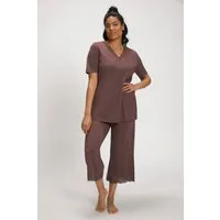 Ulla Popken Pyjama Pyjama Lochstickerei Halbarm Modalmix