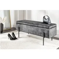 riess-ambiente Sitzbank LOFT 100cm grau/schwarz - Samt, Metallgestell, mit Stauraum (Einzelartikel, 1-St), Truhe mit Polsterung – ideal für Flur, Ankleide oder Schlafzimmer
