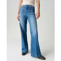 OPUS PANTS Palazzohose MELLY CRISP aus Dry Indigo® Mid Rise Weite Silhouette mit subtilen Used-Effekten