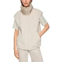 Marc Cain Plüschweste City Tours Premium Damenmode kuschelig, mit Fake Fur Kragen, 2-Wege-Reißverschluss