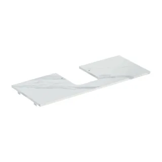 Geberit One Waschtisch-Platte 505105001 120x2x47cm, Ausschnitt mittig, Steinzeug, Marmoroptik weiß/matt