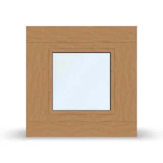 Fenster Alu Holz, ECO Idealu Classicline, Eiche Nativa, Aluschale Weiß, 510x510 mm, einteilig, festverglast, individuell konfigurieren