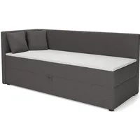 Deine Möbel 24 Boxspringbett NEVY, Tagesbett mit Bettkasten, Kopfteil rechts oder links wählbar (ideal für Jugendliche & Erwachsene, 1-St., Jugendbett ideal als Tagesbett und Schlafplatz), Boxbett 90x200 100x200, in Creme, Grau, Dunkelgrau, Graphit, 