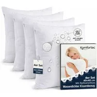Komfortec Kissenbezüge Wasserdichter Kissenbezug Set, Hypoallergen Kopfkissenbezüge, (4 Stück), 40x40 cm mit Reißverschluss, Atmungsaktiv, Anti-Milben Kissenschoner