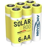 ANSMANN AG Akku AA Mignon 800mAh 1,2V NiMH für Solarlampen 6 Stk. wiederaufladbar Akku 800 mAh (1.2 V)