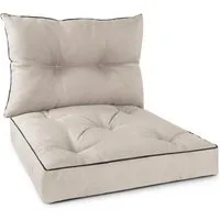 Aspero Sitzauflage Set Stuhl- und Rückenkissen 58x58 cm & 58x40 cm, Gepolsterte Outdoor Kissen Set mit Steppung