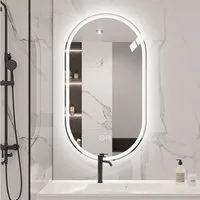 ANYSUN Spiegel Wandspiegel Ungerahmter ovaler Spiegel - Spiegel Wand - Spiegel Oval (Set, 1er set), Wandspiegel, LED, ovaler