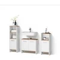 Livinity® Badmöbel-Set Amalfi, Weiß/Goldkraft Eiche/Goldkraft Eiche, 3-teilig, (3-St)