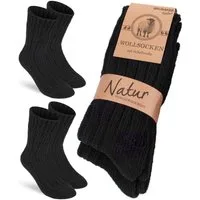 BRUBAKER Socken Wollsocken - Wintersocken für Damen und Herren - Warm und Flauschig (2-Paar) Stricksocken Set mit Schafwolle - Winter Thermosocken