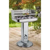 Bubble-Store Holzkohlegrill Edelstahl Standgrill, Grill, mit Warmhalterost, 5-fach höhenverstellbarem Grillrost, Windschutz und Ascheschublade