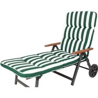 KETTtex Liegenauflage Rollliege Alicante 2154 extrabreit grün-weiß Blockstreifen 200x65x9 cm, (1 St), Halteband verstellbar mit Bindebändern Klettband