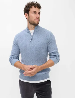 Brax Herren Strickpullover Style STEFFEN light blue, hellblau, Gr. 6XL