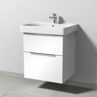Sanipa 3way Waschtischunterbau zu Geberit Smyle Square Waschtisch mit 2 Auszügen, Weiß-Glanz UF67078
