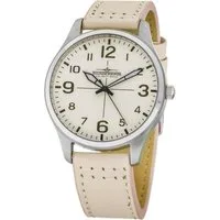 Thunderbirds Quarzuhr Damenuhr TB5000-05 – 40 mm Edelstahlgehäuse, beiges Zifferblatt, beiges Lederband, elegante Uhr für Damen