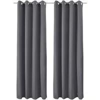 Beautissu Vorhang 2er Set Thermovorhang Gardine Anthrazit Amelie TO, 140x245cm, Ösenvorhang isolierend Kälte- & Hitzeschutz Vorhang Wohnzimmer