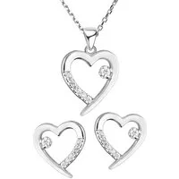 Limana Schmuckset 925 Silber Herz Ohrringe mit Kette und Anhänger Herzkette Herzohrringe (inkl. Schmuckbox), Liebe Geschenkset Geschenk Set für Sie Frauen Damen Freundin Mutter