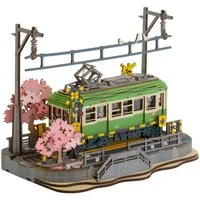 ROLIFE 3D-Puzzle Sakura Journey, Holzpuzzle Straßenbahn, 223 Puzzleteile