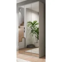 Inn.Furn Garderobenschrank Line-Up (Schuhschrank in Kaschmir / Sand, 6 Spiegeltüren, 91 x 193 cm) variable Inneneinteilung, bis 15 Fächer