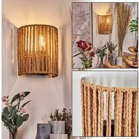 hofstein Wandleuchte Wandlampe aus Metall/Seil in Schwarz/Natur mit Lichteffekt, Wandleuchte Boho-Design, Stecker u. Schalter, abnehmbares Kabel, E27