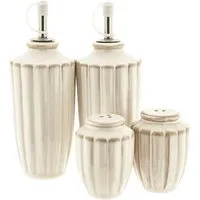 Almina Menage-Set Bloomy Essig- & Ölflaschen Set mit Salz- und Pfefferstreuern, (4-tlg)
