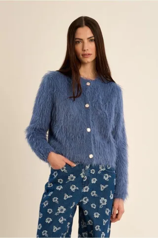 molly bracken - Flauschige Strickjacke blau - Gr. - XS