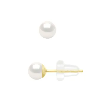 Ohrringe Gelbgold 750 - Echte Süßwasser-Zuchtperlen rund 4-5 mm