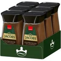 JACOBS Kaffee Löskaffee Typ Espresso 6 x 100 g Gläser Instantkaffee, (Packung, 6er Pack)