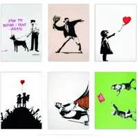 AvantgART Postkarte Banksy Premium Postkarten 6er/18er Set mit berühmten StreetArt Motiven